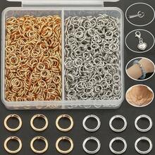 400pcs/600pcs/800pcs/1000pcs KC Golden+White K DIY Connector Rings, Includes Multiple Sizes Jump Rings, Round Single Loop, Suitable For DIY Jewelry Making, Bracelets, Anklets, Beaded Accessories, Pendant Necklace Connectors, Bag Chain Connector Rings, Open Jump Rings, Earring Dangle Open Loops, DIY Handmade Jewelry Accessories Making Materials - Jump Ring - View 1