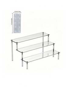 1pc Acrylic Tiered Display Stand, 3-Layer Trapezoid Display Rack, Home Storage And Display Shelf, Suitable For Jewelry, Cosmetics, Transparent Multi-Layer Storage Display Rack, Cake Stand, Perfume Rack - Multicolor - View 8