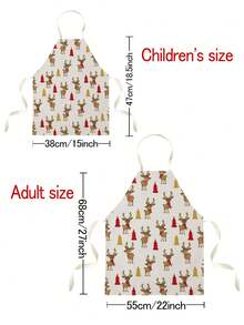 1PC Christmas Pattern Single-Sided Printed Apron, Unisex Home Kitchen Halter Tie Apron, Home Decor Kitchen Cooking Stain-Resistant Apron - Multicolor - View 3
