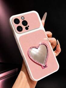 MewTrek Casing Ponsel Kulit PU Tekstur Leci Mewah untuk Wanita, Stand Cermin Hati Berlian Imitasi 2-in-1, Bukaan Lensa Besar, Pelindung Anti Guncangan dan Anti Jatuh yang Melindungi Seluruh Tubuh, Cocok untuk iPhone, Galaxy, Honor, Reno, MOTO - Berwarna merah muda - View 11