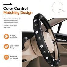 1PC Vintage Cartoon Car Steering Wheel Cover Without Inner Ring, 4 Styles Available, Elastic Band Easy Installation, Wear-Resistant Anti-Slip, All-Season Universal, Unisex, Car Interior Accessory - Multicolor - View 7