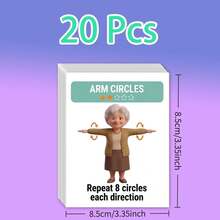 20pcs Elderly Standing And Sitting Full Body Exercise Cards, Clear Graphic Action Guidance, Suitable For Elderly Home Fitness Exercise Reference - 20 Pieces - View 7
