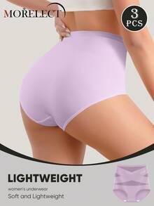Morelect 3pcs Women's High Waist Panties, Soft & Comfortable, Criss-Cross Strap Design - Multicolor - View 3