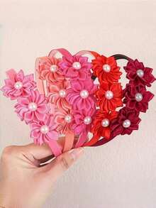 1/3/5 cái băng đô hoa đính đá thủ công, băng đô tóc hoa ngọc trai satin, phụ kiện tóc đeo hàng ngày đa năng không gây bó chặt mới - Nhiều màu - Xem 4