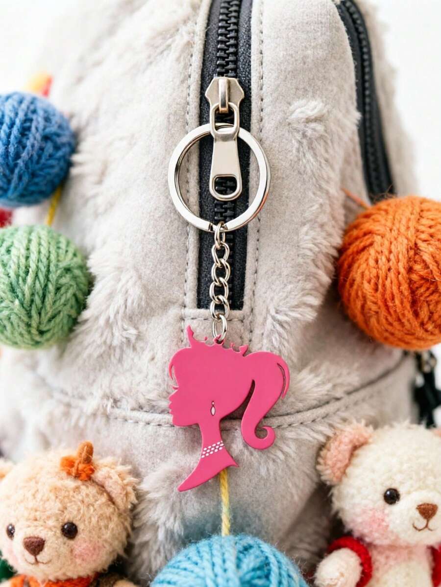 TEDDYISLAND Chic Ponytail Silhouette Key Ring, Smooth Polished Metal Split Ring, Compact‑Sized Stylish Pendant, Multi‑Purpose Decor For Auto Keys, School Backpacks, Shoulder Purses And Elegant Birthday Surprise Gifts - Multicolor - View 1