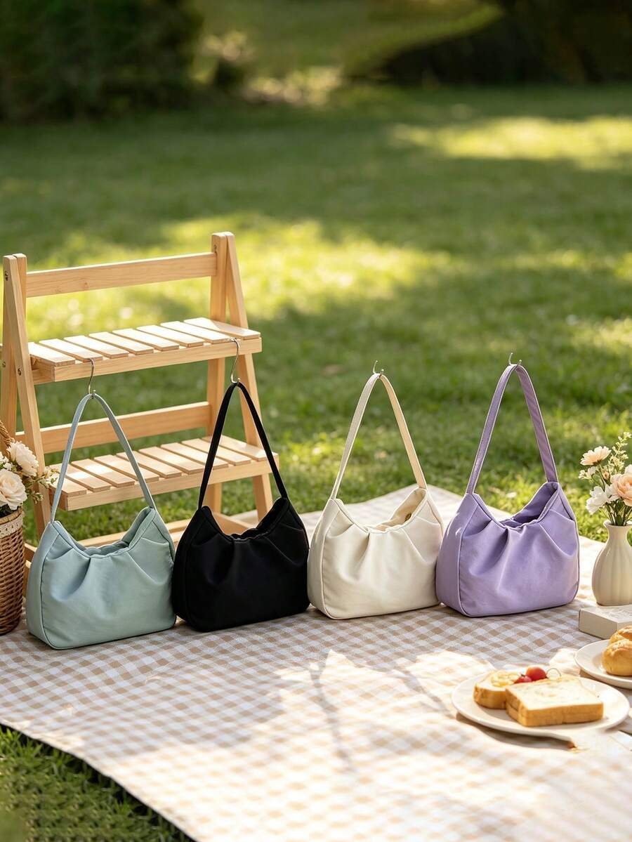 This Solid Color Large Capacity Shoulder Bag, With A Unique Design, Is Suitable For Various Occasions And Uses. It Is An Ideal Choice For Outdoor Activities, Play, Commuting, And More, And Also A Perfect Gift For Teenagers. - Multicolor - View 1