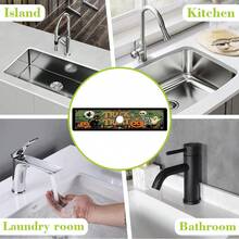 1pc Halloween Faucet Mat, Create Holiday Atmosphere, Bathroom Faucet Splash Guard, Waterproof Non-Slip Faucet Mat, Kitchen Countertop Accessory, Kitchen Dining Table Accessory, Sink, Moisture-Proof Absorbent Mat, Water-Absorbing Drainage Mat, Multi-Functional Absorbent Non-Slip Mat - Multicolor - View 9
