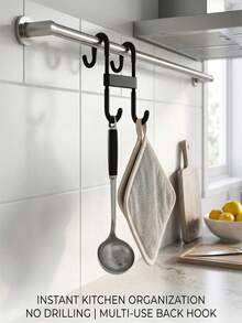 1pc Towel Hook, No-Drill Bathroom Partition Hook, Hook Rack Suitable For Bathrobe, Towel, Door Hook Suitable For Bathroom, Kitchen Multi-Purpose, Bathroom Accessories - Multicolor - View 2