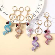 Creative PVC Full Diamond Flamingo Keychain, Women's Bag Decoration Pendant, Fashionable And Versatile Keychain Wholesale - Multicolor - View 5