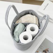 Letter Design Removable Lining Rope Woven Baby Storage Basket With Compartments, Diaper Caddy Organizer Dry Wet Separation For Nursery Bedroom Closet Organization - Multicolor - View 12