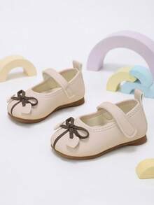 1 Pair Girls' Pink Bow & Heart Decor Shoes, Suitable For All-Season Outings And Shopping - Baby Pink - View 4