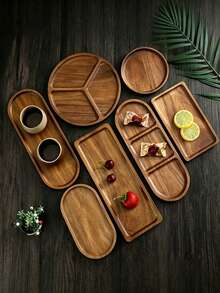 1pc Wooden Tray, Suitable As Snack Tray, Tea Tray, Jewelry Tray, Bathroom Decor Tray, Home Decor Tray, Great Christmas Gift - Yellow - View 5
