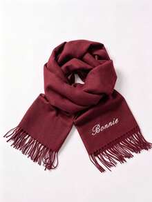 1pc Customized Name Embroidered Scarf, Personalized Winter Scarf For Men And Women, Can Customize Logo Or Name Initials, Anniversary, Birthday, Christmas Gift - Multicolor - View 9