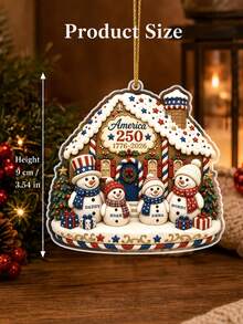 1件個性化美國250聖誕裝飾品，客製文字薑餅屋雪人家庭節日紀念品，愛國紅白藍配色樹飾品，適合父母祖父母，家庭慶祝裝飾與家居點綴，個性化禮物，聖誕禮物 - 白色 - 查看 10