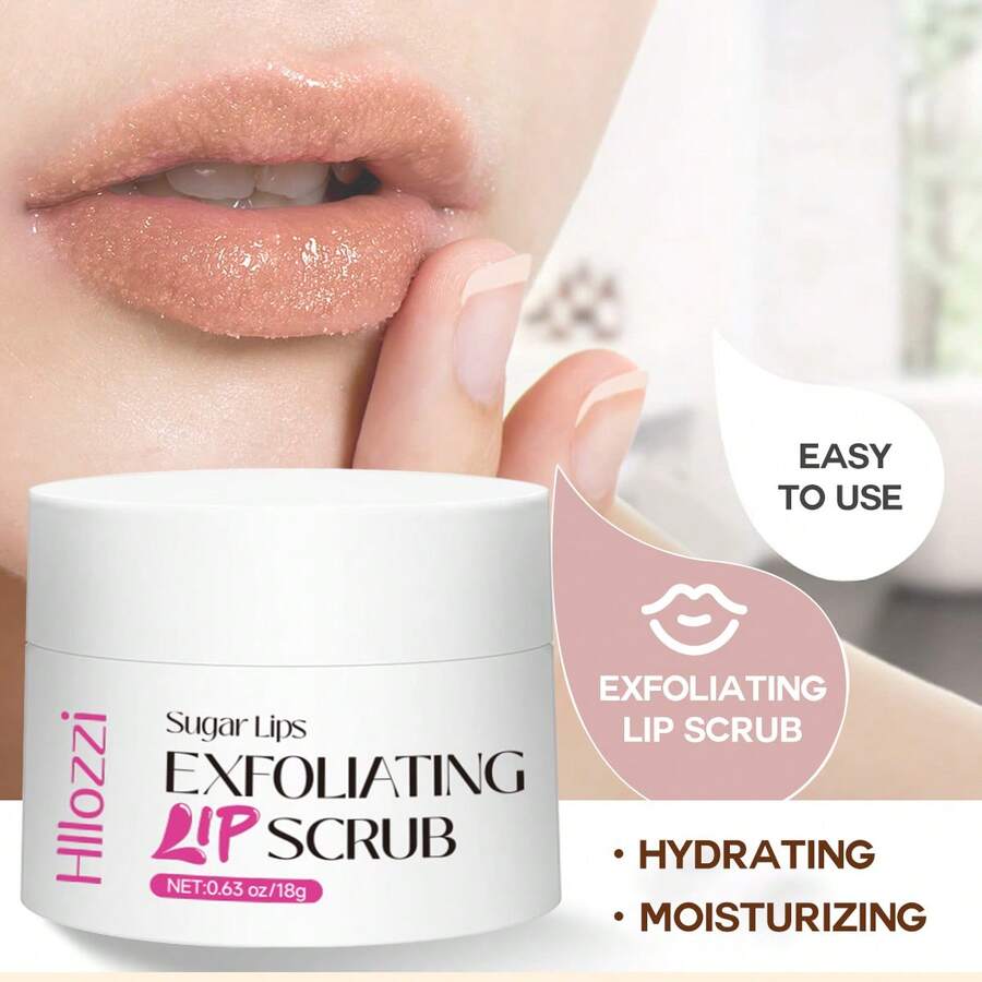 Hllozzi 18g Lip Scrub, Contains Shea Butter, Coconut Oil, Almond Oil And Peach Extract, Moisturizing, Brightening Lip Color, Removing Dead Skin, Suitable For Pre- And Post-Makeup Lip Care - 18g - View 1