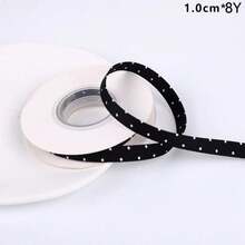 8mm Double-Sided Polka Dot Embossed Silk Satin Ribbon Black And White Polka Dot DIY Bow Hair Accessories Hairband Ribbon - Multicolor - View 13
