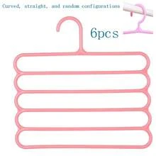 1/4/6pcs Pink Multi-Functional 5-Tier Pants Rack, Plastic 5-Tier Scarf Rack, Closet Hanging Pants Rack, Hanger, Scarf & Tie Hook - Multicolor - View 13
