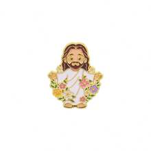 Cartoon Jesus Enamel Pins Set, Religious Lamb Flower Lapel Brooch Badge, Faith Metal Pin For Backpack Hat Clothing, Nice Gift For Christian Friends - White - View 15