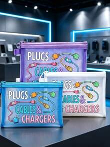 Cable And Charger Storage Bag - Multi-Functional Travel Organizer For Chargers, Cables, Electronic Devices - Dynamic Tech Organizer For "Outlets, Cables And Chargers". This Compact And Affordable Storage Bag Is Perfect For Your USB Cables, External Batteries, Headphones And Chargers. - Multicolor - View 3