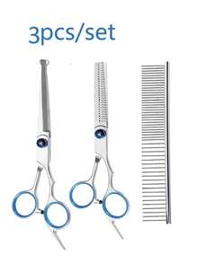 Pet Grooming Scissors Set - Professional Pet Grooming Scissors, Blue Curved Scissors, Thinning Scissors, Straight Scissors, Dematting Comb & Slicker Brush Set - Multicolor - View 12