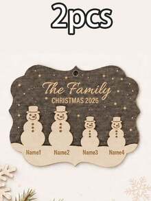 Custom Snowman Family Christmas Ornament, Personalized 2-5 Name Tree Hanging Decor, Festive Rustic Holiday Style, Customized Family Christmas Decoration, Customizable Name Keepsake, Christmas Tree Ornament, Family Holiday Gift 2026, Family Tree Gift - Style a - View 8