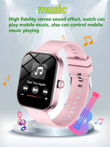 1 pieza Smartwatch con pantalla HD, con pantalla curva LED de alta definición a color, compatible con varios idiomas, función de llamada, función de notificación y batería de gran capacidad de 180mAh - Beis - Ver 4