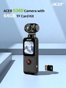 Acer S360 HD Action Camera With Image Stabilization, Handheld Cycling Camera, Vlog Rotating Lens, Black Touchscreen Standard Edition - View 14