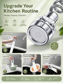 360° Rotatable Faucet Extender, Stainless Steel Anti-Splash Tap Aerator Booster With 2 Water Flow Modes, Water Saving Filter Sprayer, Universal Tap Accessory For Kitchen Sink, Bathroom Washbasin & Restaurant Use - Kitchen Splash-proof Frother - View 8