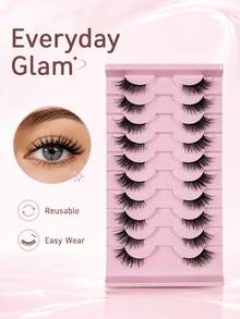 10 Pairs Half Lashes Natural, Dense, Curled, And Simulated Plush False Eyelashes Are Soft, Skin Friendly, Non Irritating, European And American Style Eyelashes That Can Be Used Multiple Times, Suitable For Daily Commuting Makeup - View 6
