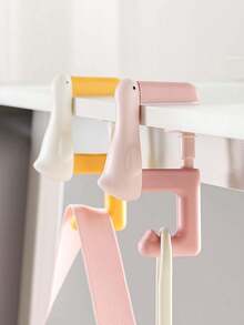 2pcs Duck Shaped Adjustable Desktop Bag Hook, Multi-Functional Portable Storage Hook, Space-Saving Bag Holder For Handbags And Totes, Cute Desk Organizer For Student Study Room, Office Workspace, Dorm, Bedroom, Mother's Day, Kitchen - Multicolor - View 3