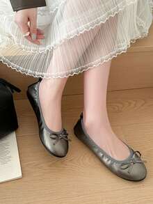 1 Pair Women's Gray Flat Mary Jane Shoes, Elegant Fashion Style, Comfortable Versatile Soft Sole - Grey - View 4
