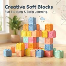 Children's DIY Soft Building Blocks Toy Set, Large Size Stacking Blocks, Parent-Child Interactive Play, Hand-Eye Coordination Training, Gift For Boys And Girls - Multicolor - View 2