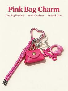 Y2K Mini Purse Keychain, Cute Bag Charm With "Love" Letter & Headphone Pendant, Car Keychain. Aesthetic Handbag Decoration Gift For Women Girls. - Multicolor - View 8