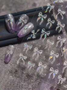 Exquisite Butterfly Wing Nail Stickers, Self-Adhesive Fragrance-Free, Suitable For Hand And Foot Decoration, Elegant Design, Easy To Apply, Perfect For Summer DIY Nail Art - White - View 2