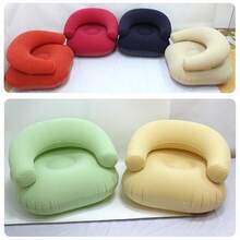 1pc U‑Shaped Flocked Inflatable Lazy Sofa, Single PVC Air Chair With Armrest & Backrest, Portable Foldable Inflatable Seat For Indoor Outdoor Camping Home Relaxation - A - View 10