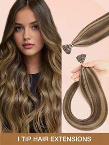 12-22 Inch I-Tip Human Hair Extensions, Easy To Style, Cold Fusion, No Shedding, Soft Natural Long-Lasting Remy Human Hair Extensions, Portable Suitable For Travel And Daily Fashion Styling, Halloween Costumes - Multicolor - View 34