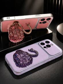 MewTrek Luxury Lychee Texture PU Leather Phone Case, Creative Swan Stand, Rhinestone Shiny Sequin, Large Camera Cutout, Full Coverage Shockproof Anti-Drop Protective Shell, Compatible With Iphone, Galaxy, Honor, Reno, MOTO, Women's Style - Purple - View 6
