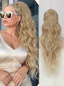 Ponytail Extension, Claw Clip Ponytail Extensions Long Wave Black Ponytail Extensions For Women Synthetic 26 Inch Hairpiece For Daily Use - Multicolor - View 12