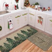 1/2/3pcs Christmas Theme Kitchen Rugs, Flannel Kitchen Rugs, Comfortable Soft Absorbent Non-Slip Machine Washable With Non-Slip Backing, Suitable For Entryway, Living Room, Bedroom, Kitchen, Dining Room, Bathroom, Laundry Room, Patio, Hallway, Multi-Functional Home Floor Mat, Christmas Holiday Decoration Rug - Multicolor - View 7