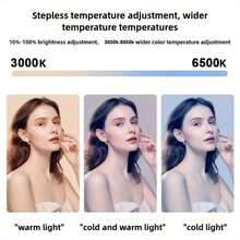 Portable Camera & Smartphone Stabilizer Kit With LED Ring Fill‑In Light, Built‑In 1500 MAh Battery, 3 Color‑Temperature Modes, For Smartphone Selfie, Live‑Streaming, Photography & Video Recording - Multicolor - View 6