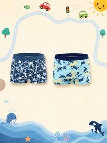 8 Buah Celana Dalam Boxer Anak Laki-Laki, Set Pakaian Dalam Motif Mobil & Hewan Laut yang Lucu, Elastis dan Nyaman, Perlengkapan Harian untuk Anak Laki-Laki - MultiWarna - View 5