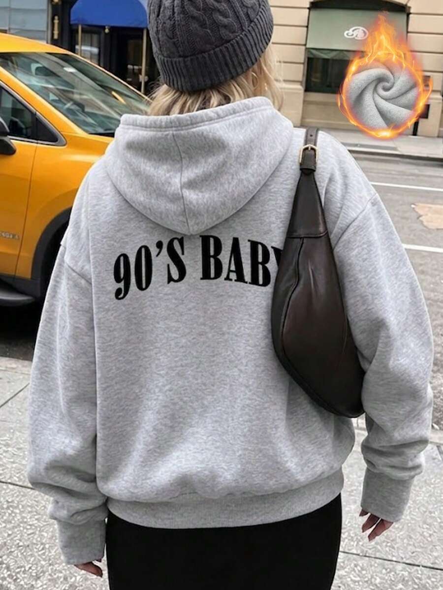 Autumn/Winter New Women's Hooded Fleece Sweatshirt, Simple Fashion Letter Print, Versatile Street Casual Style, Suitable For Women - Dark Gray - View 1