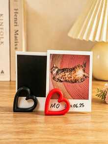 2pcs Heart-Shaped Desktop Photo Clips, Compact Instant Photo Card Display Holders, Add Romantic Atmosphere To Home And Desk, Perfect For Preserving Precious Moments, Ideal For Storing Travel Souvenir Photos And Postcards - Multicolor - View 7