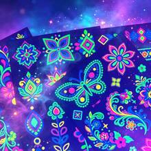 4 Sheets Neon & Glow In The Dark Floral Temporary Tattoos, Neon Fluorescent Butterfly Waterproof Tattoo Stickers, Luminous Body Tattoos For Music Festival, Rave, Party, Night Out - Multicolor - View 6