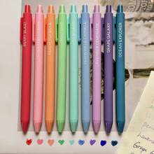 Funfull 9pcs Macaron Color Series Retractable Colored Gel Pens, Comfortable And Smooth Writing, Colorful Ink, Fun Aesthetic UV Printed, Suitable For Gifts, Office And School Supplies - Morandi Color Core - View 8