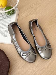 1 Pair Women's Gray Flat Mary Jane Shoes, Elegant Fashion Style, Comfortable Versatile Soft Sole - Grey - View 8