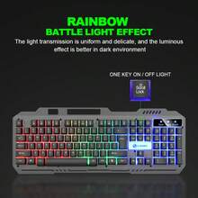 T-WOLF Gaming Keyboard And Mouse Set, Metal Plate Keyboard With Mechanical Feel, 104 Keys, RGB Backlit, 4-Button Wired LED Mouse - View 4