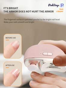 PinkSings Electric Nail Clipper,Electric Nail Clippers For Seniors, 3 In 1 Rechargeable Automatic Nail Trimmer With LED Light & Polishing, Suitable For Baby, Kids, Seniors - Pink - View 5