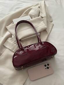 Tas Bahu Kulit PU Burgundy, Tas Tangan Modis, Cocok Untuk Anak Perempuan, Sempurna Untuk Kehidupan Malam, Gaya Jalanan, dan Acara Pernikahan - Burgundy - View 5