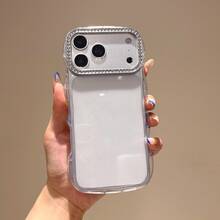 Transparent Rhinestone Water Ripple Phone Case, Ins Style Light & Shadow Flowing Premium Feel, TPU Soft Edge Non-Yellowing Full Coverage Shockproof Protective Cover For 18 Pro Max/18 Pro/18/Duo/17/Air/16/15/14/13 Series - Clear - View 6